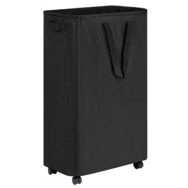 efluky Laundry Basket, Slim Laundry Basket with Wheels, Rolling Laundry Basket for Clothes, Small Laundry Basket for Bedroom, Dorm and Laundry Room, 75L (19.8 Gallons) Black