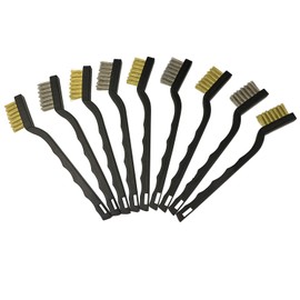 Wire Brush Set 5PCS, Nylon/Brass/Stainless Steel/Carbon Steel Bristles Wire Scratch Brush with Curved Rubber Handle for Cleaning Rust, Corrosion, Dirt, Paint Scrubbing, Deep Detailing Cleaning, Orange