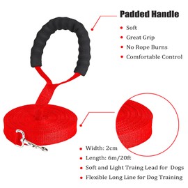 Mainiusi Recall Lead 50 m for Dogs, 50 m Dog Lead with Handle Padding, Running Lead for Dogs, Cross-Country Lead for Large Dogs, Training Lead for Large Dogs, Small Dogs (Red)