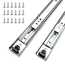 KCOLVSION 1 Pair 20 Inch 260 Lb Capacity Heavy Duty Drawer Slides(with Stainless Screws),Side Mount Undermount Full Extension 3 Fold Ball Bearing Stainless Steel Hardware Drawer Rails