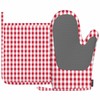 Mxocom Gingham Red White Checked Tartan Heat-Resistant Oven Mitts and