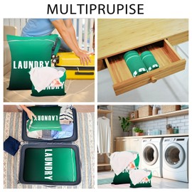 2 Pcs Large Travel Laundry Bag Waterproof Wet Dry Bag Washable Dirty Clothes Bag Bathing Suit Workout Bag for Gym Clothes Laundry Wet Clothes Swimming Yoga (Green+Dark Green)