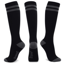 STEPPS Compression Socks for Men & Women (20-30 mmHg) - Support Sport Activities, Better Blood Circulation & Fast Recovery (Black, Medium)