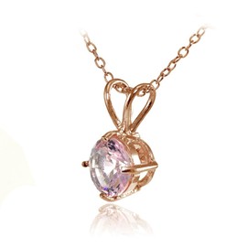 Plata de Ley Chapados en oro rosa imitación Gemstone 7 mm redondo colgante solitario collar