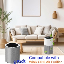 C610 Replacement Filter Z for Winix C610 Air Purifier, 3 in 1, H13 True HEPA with Activated Carbon and Pre-Filter, Compares to Part # 1712-0121-00, 2 Pack