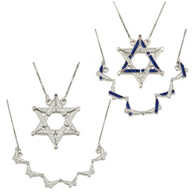 Butterfly Star of David Necklace, Reversible Necklace 925 Sterling Silver Pendant with Jewish Star Symbol, Israeli Made Hebrew Israelite,Jewish Jewelry, Kabbalah, Jewis (butterfly star of david, blue and white / white)