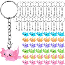 Liliful 36 Pcs Resin Axolotl Keychain Mini Cartoon Keychain Kawaii Axolotl Gifts 3D Axolotl Party Favors Pendant Party Accessories Charm Animal Figurine for Women Kids Boy Girl Christmas Birthday