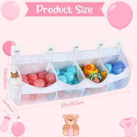 GoaePode Extra Large Bath Toy Storage Bag, 4 Compartment Messy Shower Toys Organizer Bag, Quick Dry Multi-Purpose Baby Shower Toy Holder with Enhanced Drainage for Clutter-Free Bathroom (White)