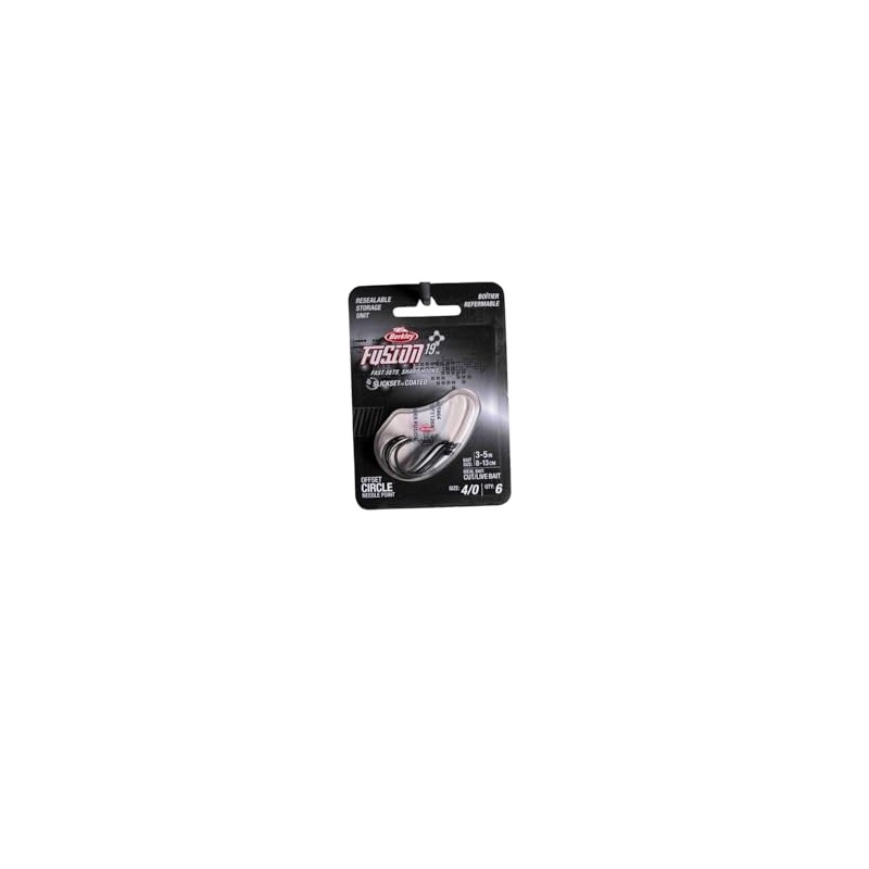 Berkley FUSION19 Circle Hooks, Size 4/0 Hook, Smoke Satin,Per 6