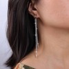 Cimenexe Bohemian Crystal Tassel Chain Dangle Earrings Silver Tennis Chain