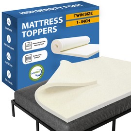 Greaton, 1-Inch High Density Medium Firm Foam Mattress Topper, CertiPUR-US Certified for Superior Comfort and Support, Twin, White