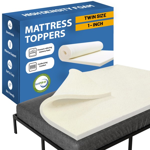 Greaton, 1-Inch High Density Medium Firm Foam Mattress Topper, CertiPUR-US
