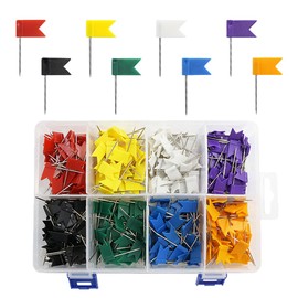 GSHLLO 160 Pcs Colored Flag Push Pins Plastic Head Thumb Tacks Cork Bulletin Board Tacks Decorative Marking Pins Travel Map Pushpins for Home Office School
