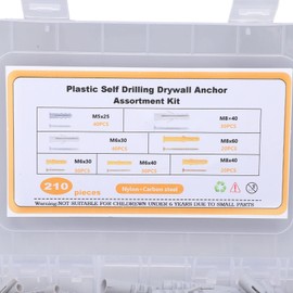 210 Uds tornillo autorroscante M5 M6 M8 surtido de anclajes acanalados con Kit de tornillos