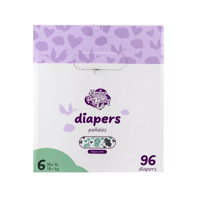Always My Baby Diapers, Size 6 (35+ lb) 96 Diapers