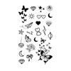 MapofBeauty 2 pcs Black Butterfly Heart-shaped Flower Prints Temporary Waterproof