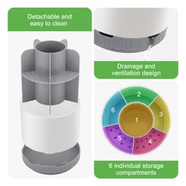 GFWARE Toothbrush Holders for Bathrooms - White Rotating Kids Electric Toothbrush and Toothpaste Holder, Detachable 6 Slots Tooth Brush Organizer Bathroom Countertop Storage