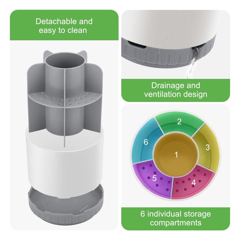 GFWARE Toothbrush Holders for Bathrooms - White Rotating Kids Electric