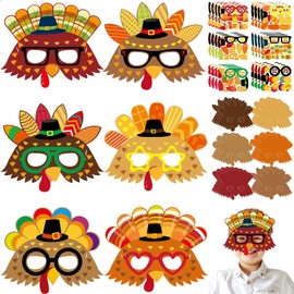 Thanksgiving Turkey Masks Craft for Kids Make Your Own Turkey Mask DIY Fall Craft Kits for Thanksgiving Party Supplies Autumn Fall Art Projects 24 Sets