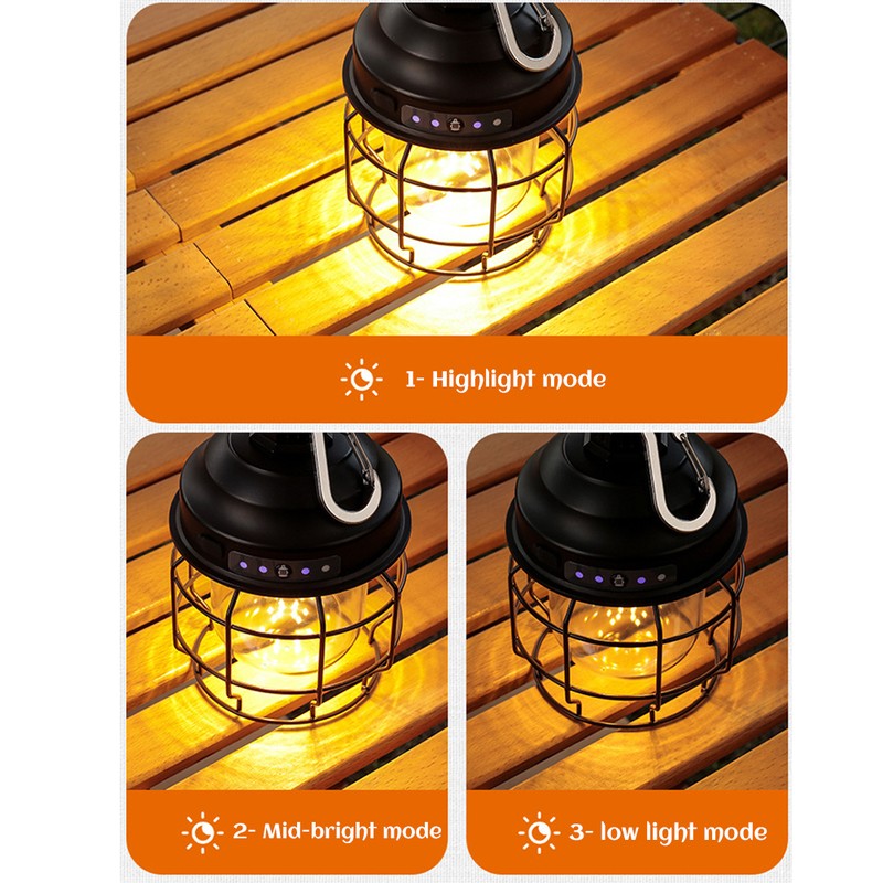 USB Rechargeable LED Camping Lamp 3 Light Modes Tent Lights