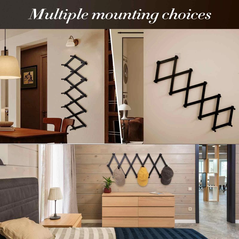 SCUNDA Accordion Wall Hanger with 16 Hooks Wooden Wall Expandable