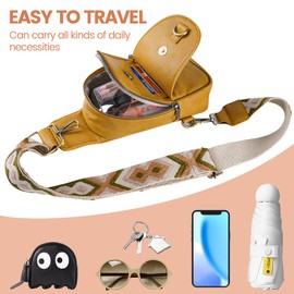 KFXFENQ Sling Bag for Women PU Leather Sling Bag Small Crossbody Sling Backpack Multipurpose Chest Bag for Women Cycling, Yellow, One Size, Casual