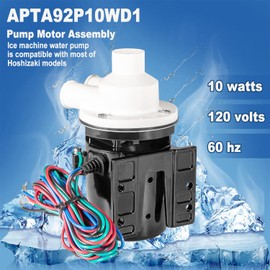 APTA92P10WD1 Water Pump Motor Assembly Replacement For Hoshizaki Water Pump Includes Capacitor, Fits Hoshizaki Ice Machine Models KM-450 THRU KM-900 KML-600MAH URC-12F 120V 10W 0.4 Amp