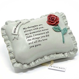 Angraves Special Mum & Dad With Rose Pillow Graveside Ornament Memorial Plaque