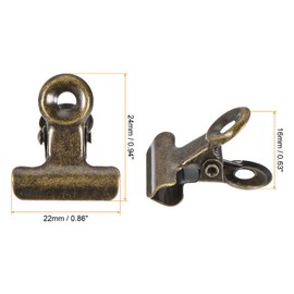 MECCANIXITY Metal Hinge Clip 22mm Small Binder Clamps for Paper File Photo, Bronze Pack of 40
