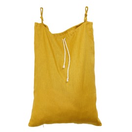 HSOFTIFY Linen Hanging Laundry Bag, Over The Door Laundry Hamper for Dirty Clothes, Drawstring Closure with Bottom Zipper, Turmeric