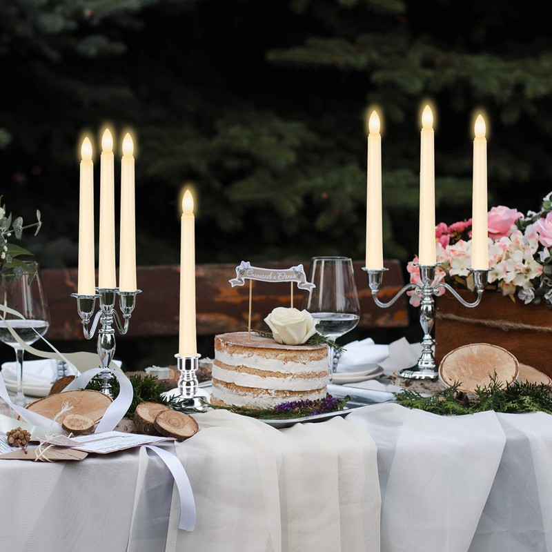 7.9 Inch Flameless Taper Candles with Timers, Battery Operated LED