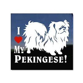 I Love My Pekingese Dog Vinyl Window Decal Sticker