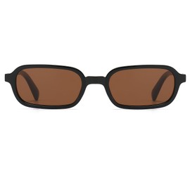 Laurinny Retro Rectangular Sunglasses 90s Rectangle Narrow Glasses Sunglasses Women's Square (Black/Brown)
