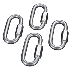 Mgoodoo 316 Stainless Steel Ring Catch, Quick Link, O-Shaped Carabiner, Connecting Hardware, Multi-functional, Screw Joint, Connecting Hardware, Fixed Chain, 0.2 inch (5 mm) Thick, 4 Pieces