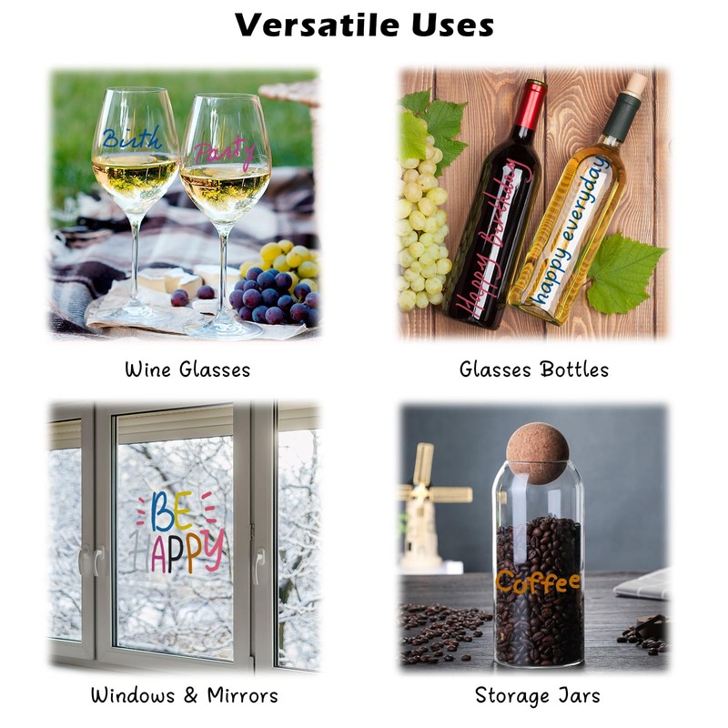 GAINWELL Wine Glass Markers, Set of 8 Non-Toxic Food-Safe Wine
