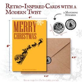 Christmas Cards, Vibrant Colors & Classic Patterns on Heavyweight Cardstock, Assorted Vintage Designs for Family Greetings, Includes Pre-printed Message, Christmas Cards Boxed with Envelopes & Stickers for Family, Friends, 20 Pack