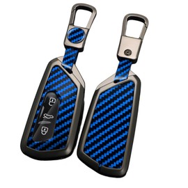 OTMIK Zinc Alloy Carbon Fiber Car Key Cover Cases fit for VW Volkswagen Golf 8 MK8 ID.3 ID.4 Cupra Skoda Octavia Keychain Accessories (Blue)