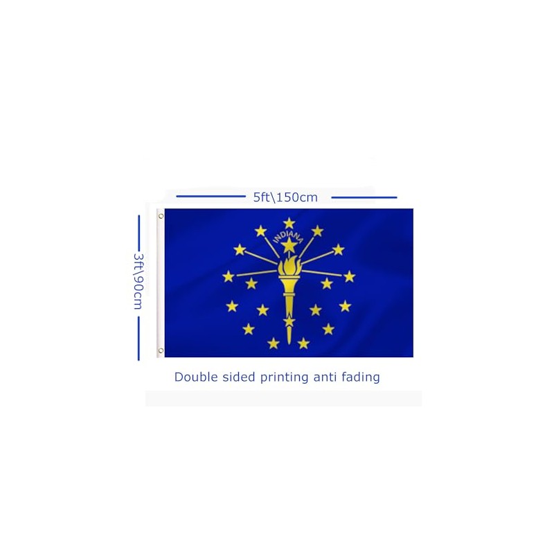 LARGE Indiana Flag, 3x5Ft Indiana State Flags Banner For Indoor