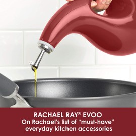 Rachael Ray Cucina Ceramics EVOO Olive Oil Bottle Dispenser with Spout - 24 Ounce, Red