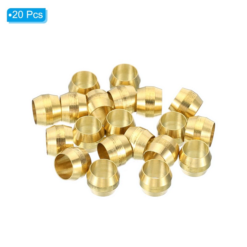 PATIKIL 20pcs 6mm Tube Outside Diameter Brass Compression Sleeve Ferrules