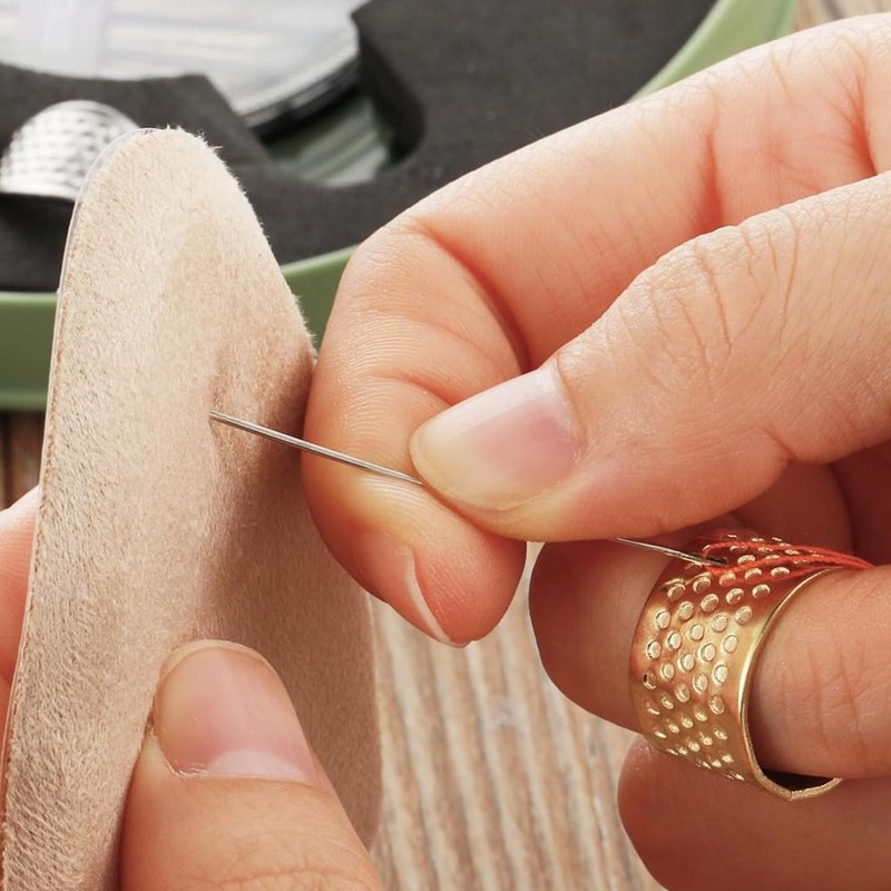 Ieron 10 PCS Hand-Working Sewing Thimble, Metal Finger Shield Ring,