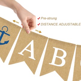 Banner de yute de bienvenida a bordo, náutico, baby shower, fiesta de cumpleaños, guardería, decoración