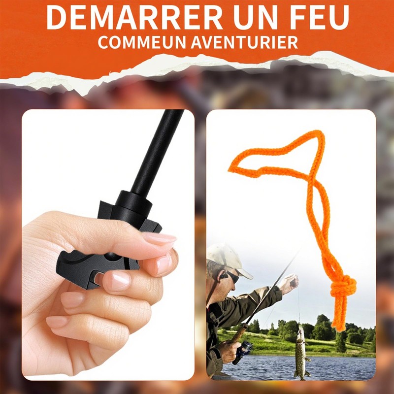 2PCS Magnesium Fire Starter with Striker, High Temp Magnesium Rod,