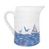 Half Moon Bay Sailboat Seagulls - Coastal Theme - Blue/White
