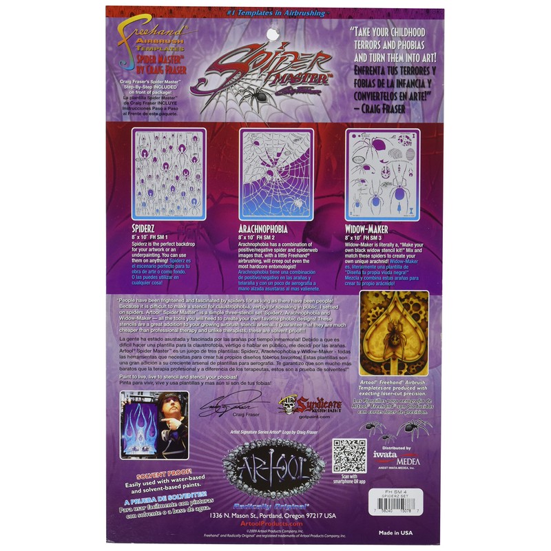 Iwata-Medea Artool Freehand Airbrush Templates, Spiderz Template Set