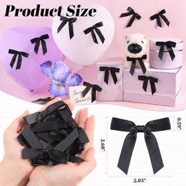 Tinkrstuff 55 Pcs Black Bows for Crafts,Fabric Bows for Clothes Ornament,Satin Ribbon Bow for Crafting Decoration, Cute DIY Embellishments for Goblets,Gift Wrapping,Presents,Cakes,Treats,Balloons