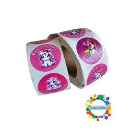 500 Reward Stickers for Children, Italian, Motivational Stickers, Diameter 25 mm, Reward Stickers, Motivational Stickers for Parents, Teachers, Doctors, Token Economy (Unicorn)