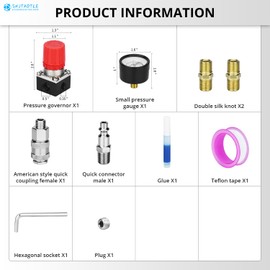 Universal Air Compressor Pressure Switch Control Valve (90-120 PSI, 110V-240V) with 0-180 PSI Regulator and Safety Pressure Relief Valve - 4 Way Replacement Part (110V-240V-B5)