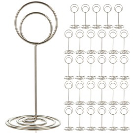 LDHHYH 30PCS Table Number Holders, 3.35inch Table Number Stands, Place Card Holders, Photo Holder for Wedding Party Restaurant Home Centerpiece Decorations Office Memo Picture Photo(Silver)