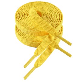 VSUDO 150cm Length Flat Golden Yellow Trainers Shoelace, 8mm Wide Shoe Laces for Sneaker, Premium Trainer Shoe String, Replacements Athletic Sport Shoelace for Women or Men (1Pair-Golden Yellow-150cm)